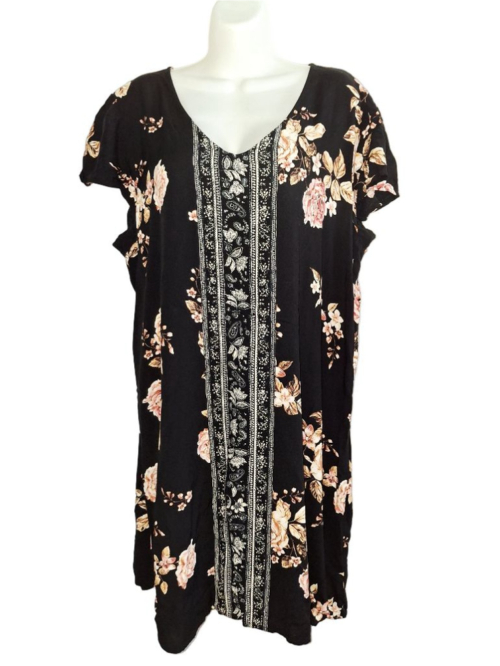 Maurices Black Floral Dress Plus Size 2X flowy summer mini business casual